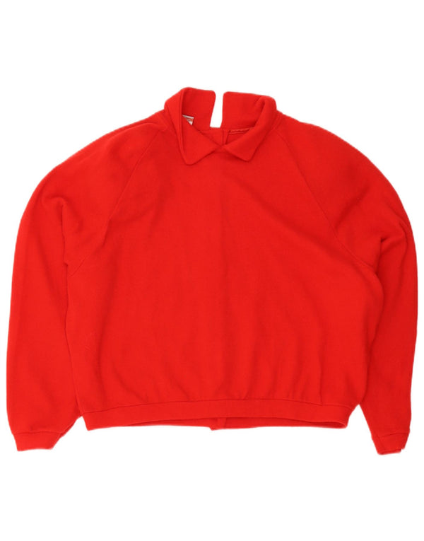 Stefanel Dame Oversized Polo Neck Jumper Sweater UK 14 Medium Rød