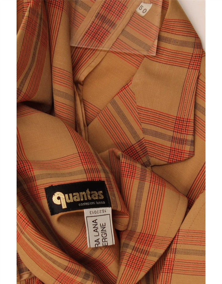 Quantas Ανδρικό σακάκι με 2 κουμπιά σακάκι IT 50 Large Brown Check Wool