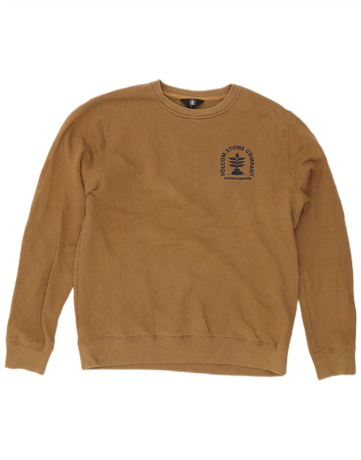 Volcom Mens Graphic Sweatshirt Jumper Large Khaki Cotton
