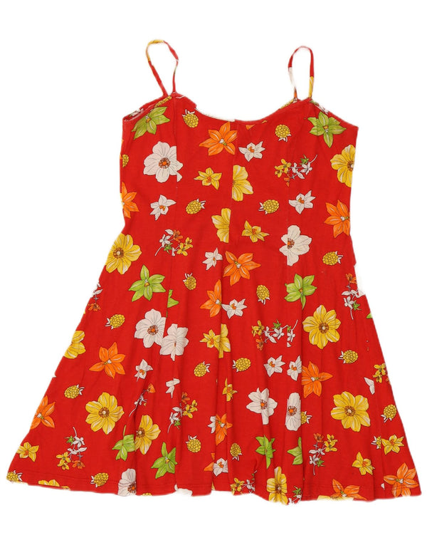 Rochie de soare vintage pentru femei UK 12 Medium Red Floral Bumbac