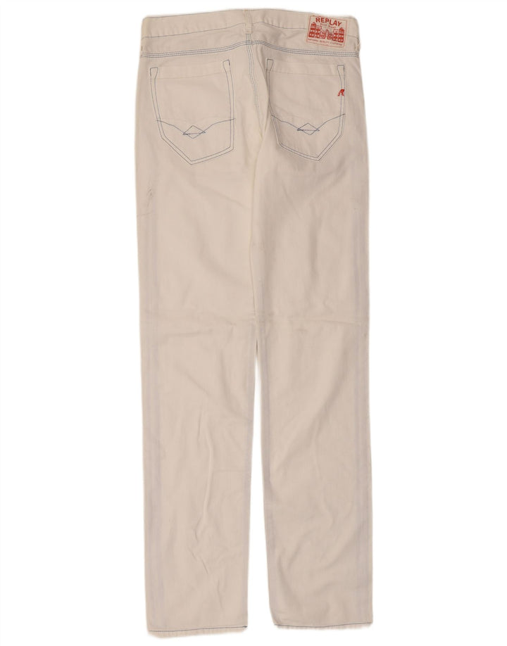 Replay Mens Straight Jeans W31 L34 White Cotton