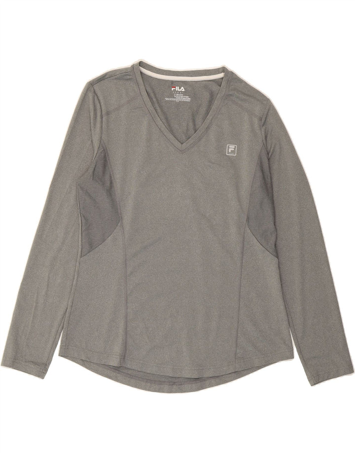 FILA Womens Top Long Sleeve UK 16 Large Grey Colourblock Polyester Vintage Fila and Second-Hand Fila from Messina Hembry 