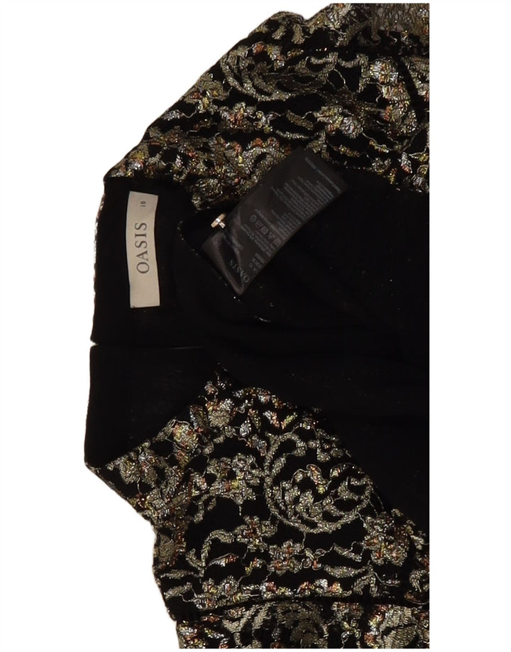 Oasis Womens Blouse Top UK 10 Small Black Floral Viscose