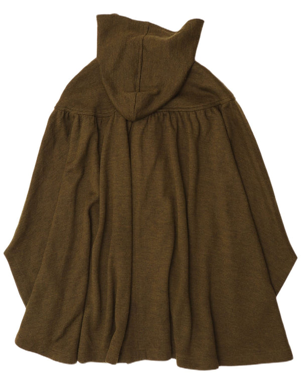 Vintage mujer con capucha Poncho abrigo talla única caqui