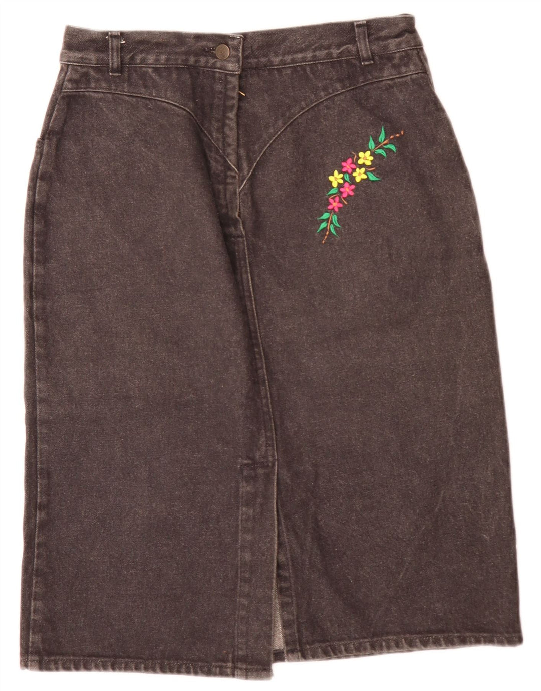 jupe en denim femme vintage W28 Floral gris moyen