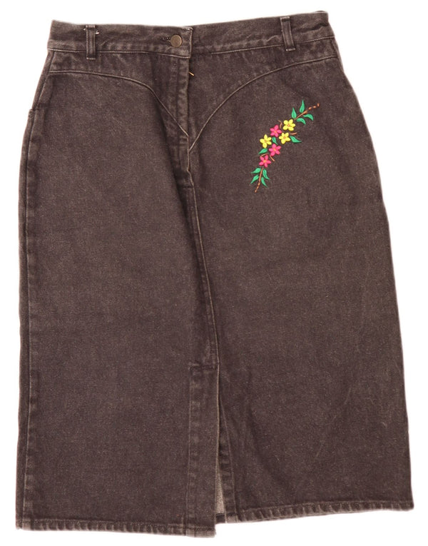 Vintage denimnederdel til kvinder W28 Medium Grey Floral