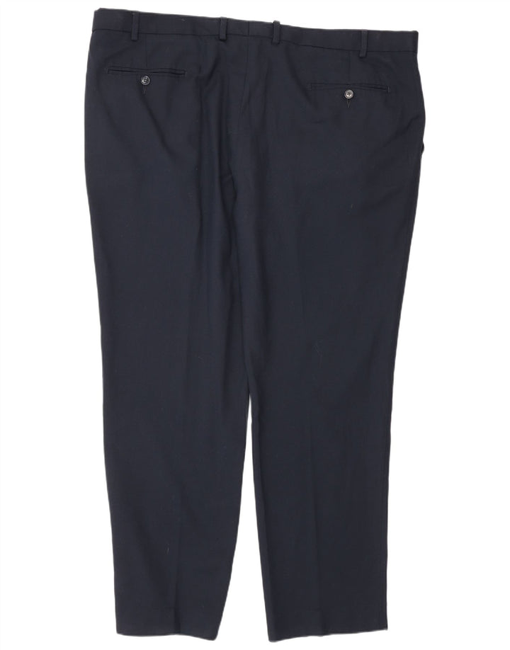 Marks & Spencer Mens Tailored Fit Suit Trousers W44 L31 Navy Blue Wool