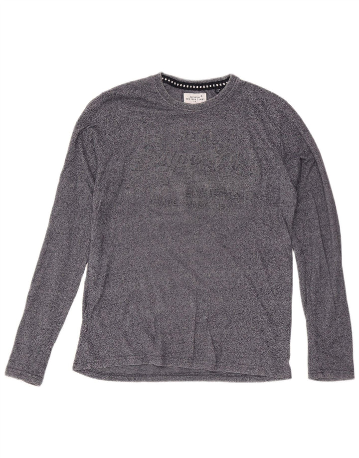 Męski top graficzny Superdry z długim rękawem, duży, szary, nakrapiany