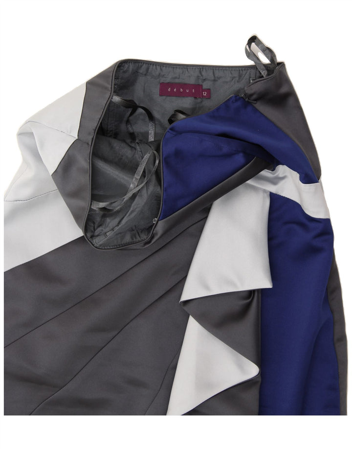 DEBUT Womens Strapless Dress UK 12 Medium Grey Colourblock Vintage Debut and Second-Hand Debut from Messina Hembry 