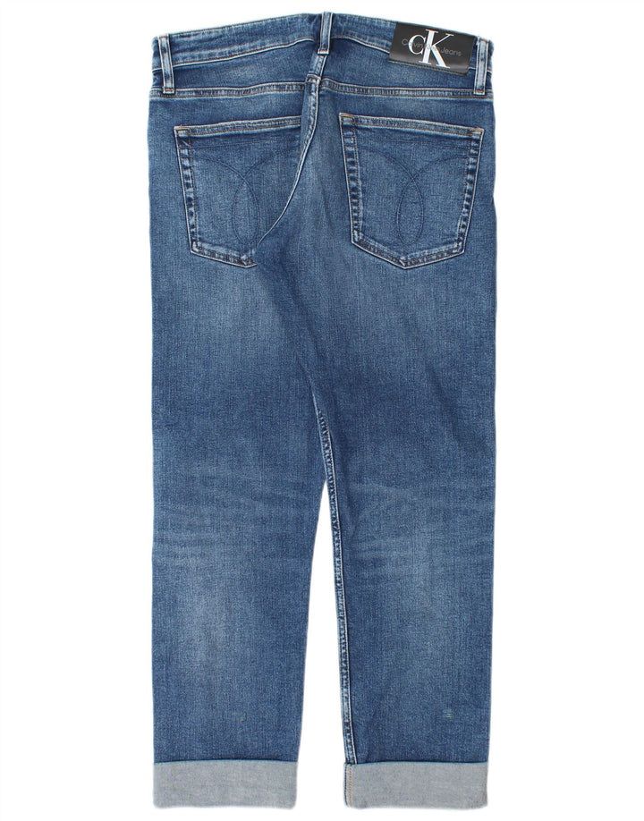 Calvin Klein Mens Straight Jeans W32 L27 Blue Cotton