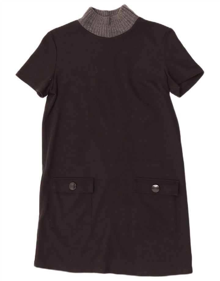 Zara Womens Trafaluc Shift Dress UK 12 Medium Black Colourblock Polyester