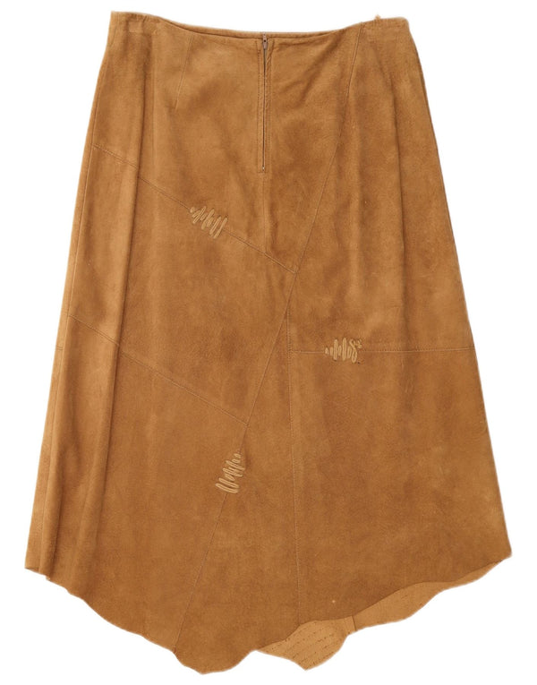 Conbipel Womens High Waist Suede Asymmetrical Skirt IT 48 XL W30 Brown