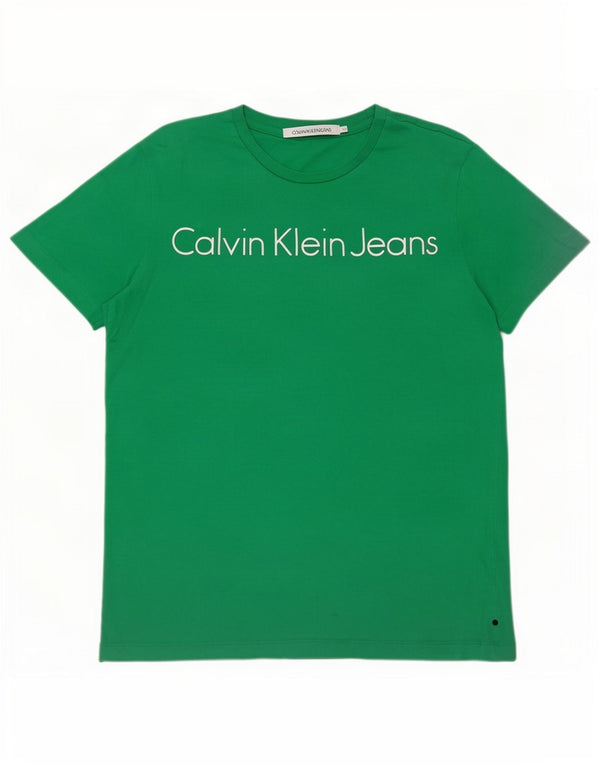 Calvin Klein Jeans Herren-T-Shirt mit Grafik, mittelgrüne Baumwolle