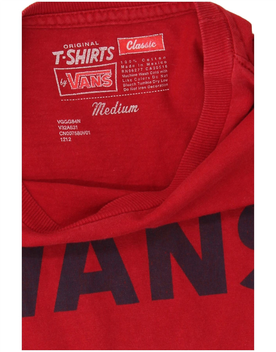 Vans Mens Classic Graphic T-Shirt Top Medium Red Cotton