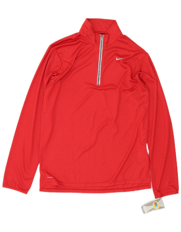 Nike Pullover med lynlås til mænd, træningsdragt, top UK 39/41 Medium rød polyester