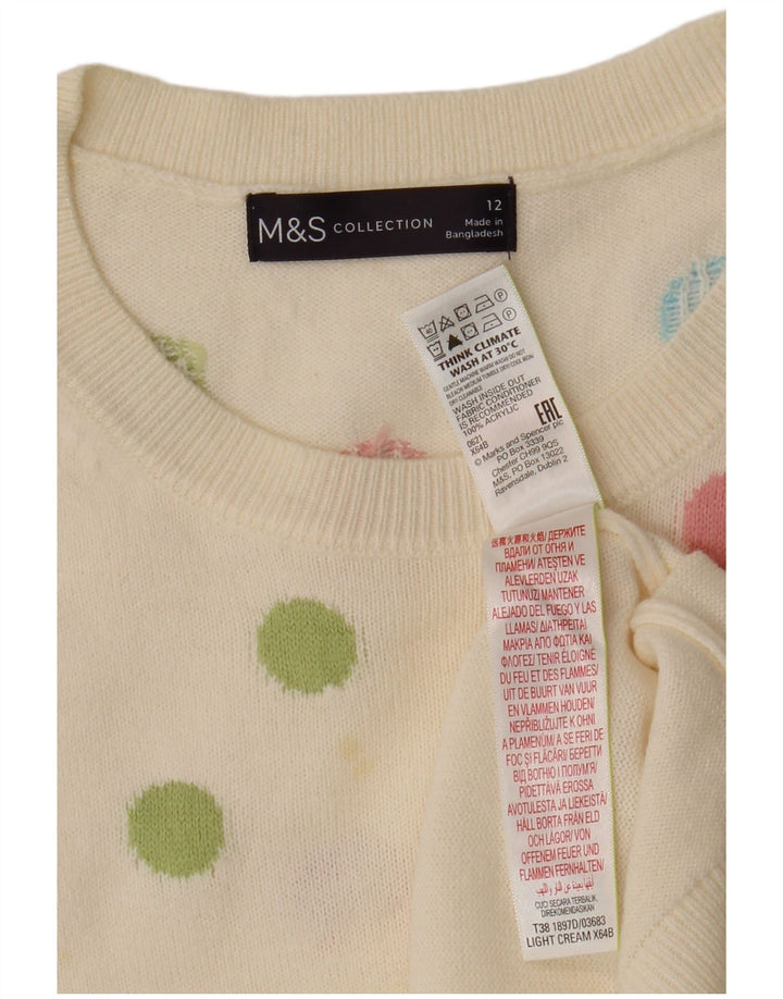 Marks & Spencer Pull à col rond pour femme UK 12 Medium Off White