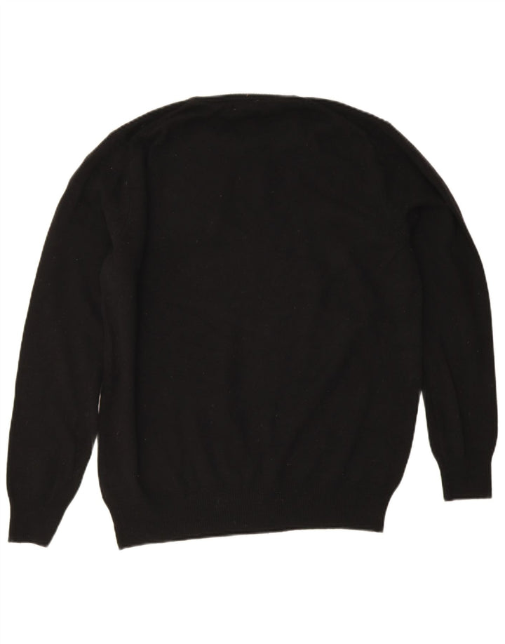 Marks & Spencer - Jersey de cuello redondo para hombre, talla grande, lana de cordero negra