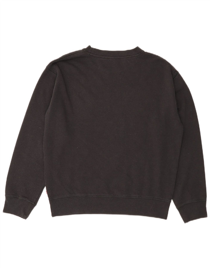 LEVI'S Womens Oversized Graphic Sweatshirt Jumper UK 10 Small Black Cotton