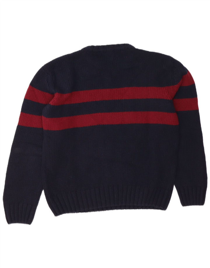 Marlboro Classics Mens Crew Neck Jumper Sweater Large Navy Blue Colourblock