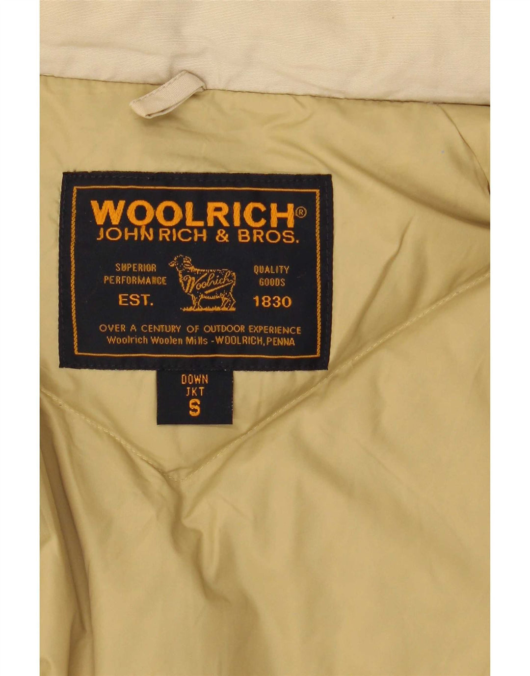 Cappotto imbottito con cappuccio da uomo Woolrich UK 36 piccolo beige
