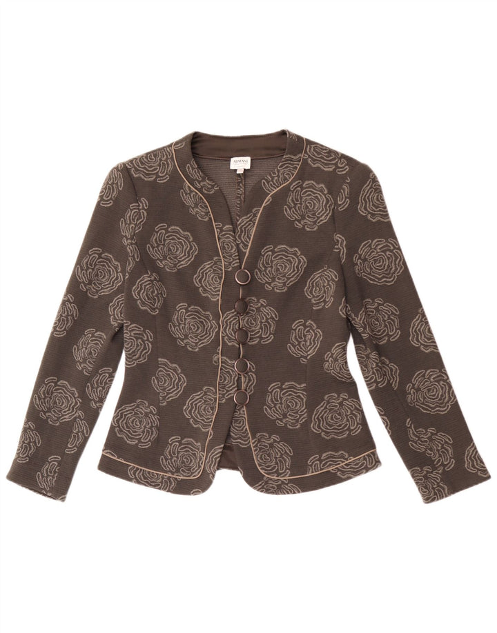 Armani Collezioni Womens 5 Button Blazer Jacket UK 10 Small Grey Floral