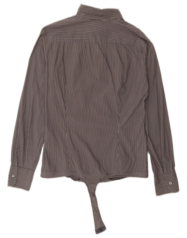 BENETTON Womens Shirt Bodysuit UK 16 Large Grey Striped