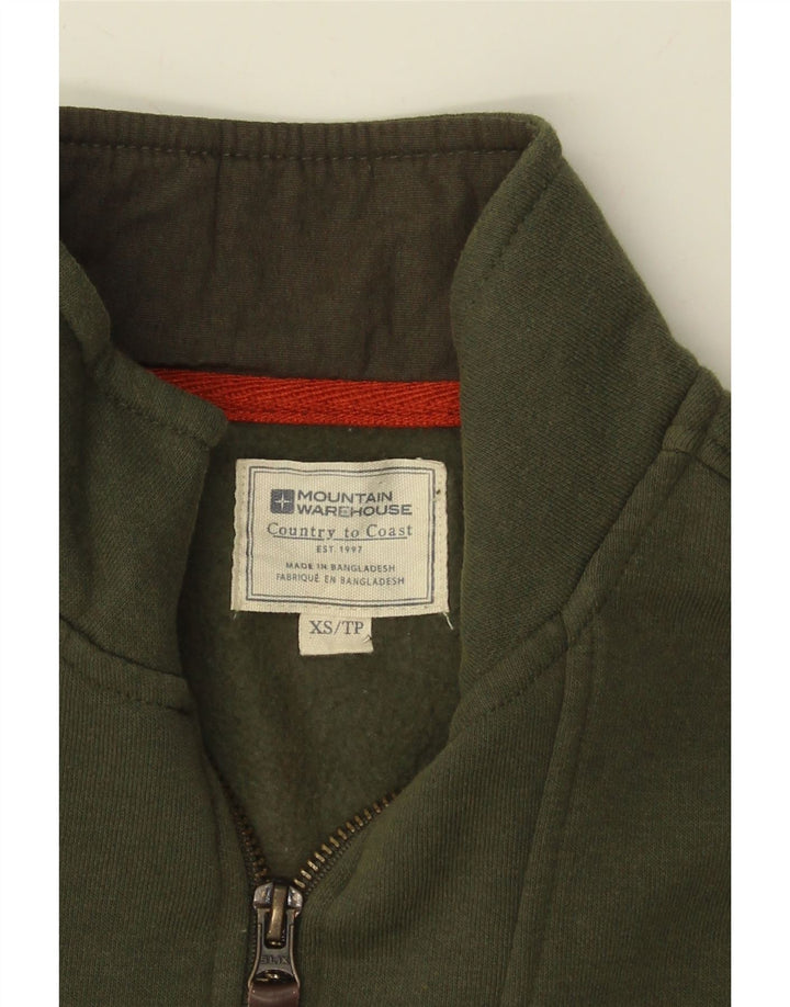 MOUNTAIN WAREHOUSE Mens Zip Neck Sweatshirt Jumper XS Khaki Cotton Vintage Mountain Warehouse and Second-Hand Mountain Warehouse from Messina Hembry 