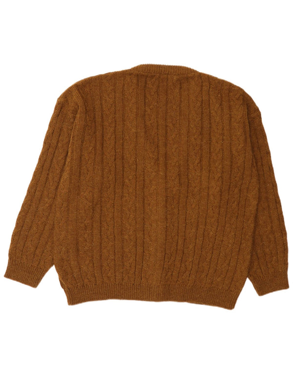 Vintage Mens Cardigan Sweater IT 54 XL Brown Alpaca Wool