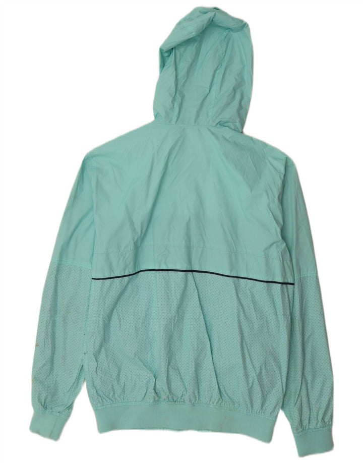 Pull & Bear Mens Hooded Rain Jacket UK 40 Large Turquoise Colourblock Nylon