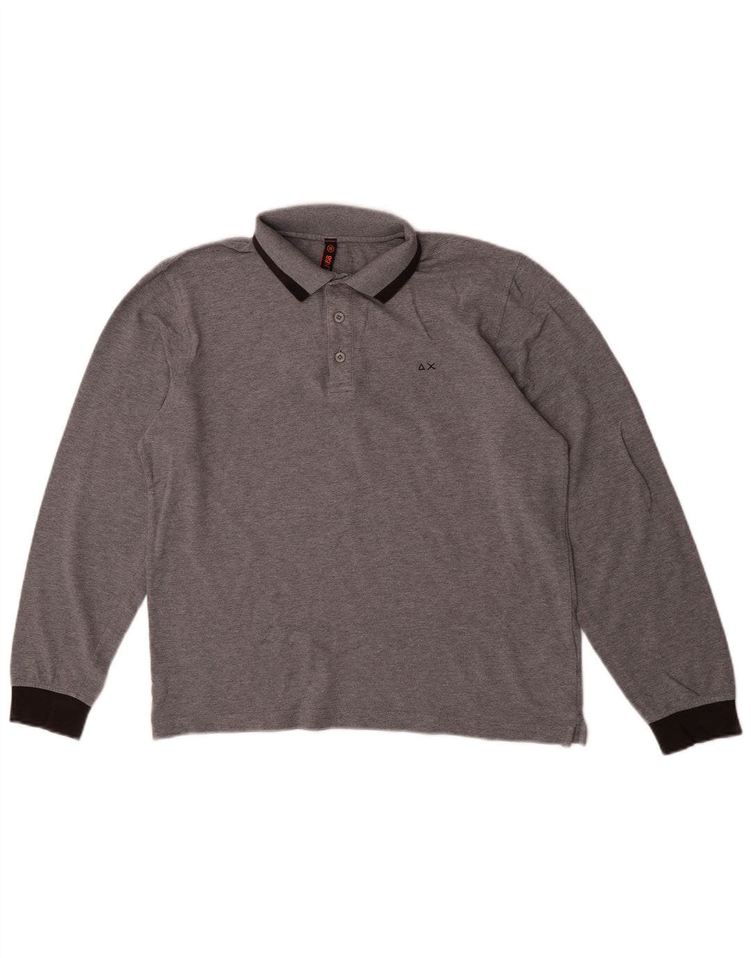 Sun68 Mens Long Sleeve Polo Shirt Medium Grey Colourblock Cotton