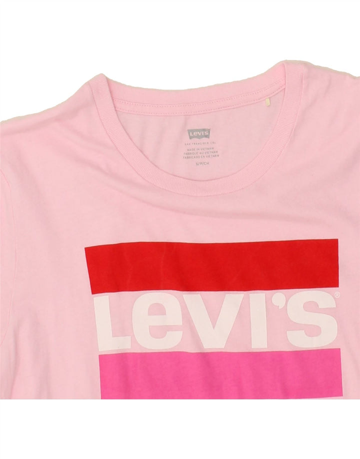 LEVI'S Womens Graphic T-Shirt Top UK 10 Small Pink Vintage Levi's and Second-Hand Levi's from Messina Hembry 