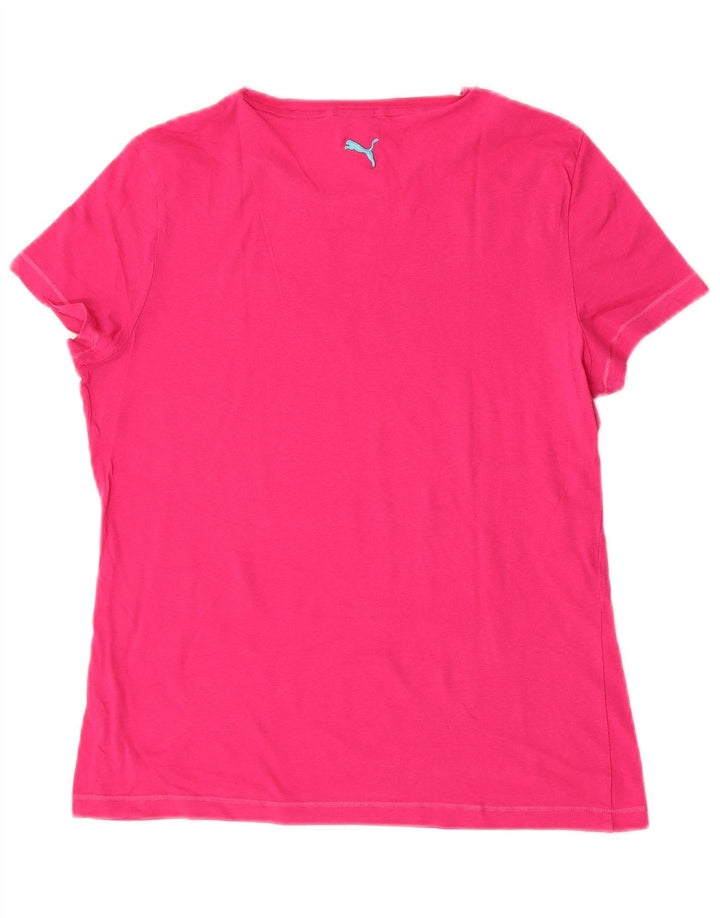 Puma Womens Graphic T-Shirt Top UK 14 Medium Pink
