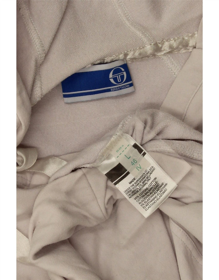 Sergio Tacchini Womens Hoodie Jumper IT 46 Large White Cotton