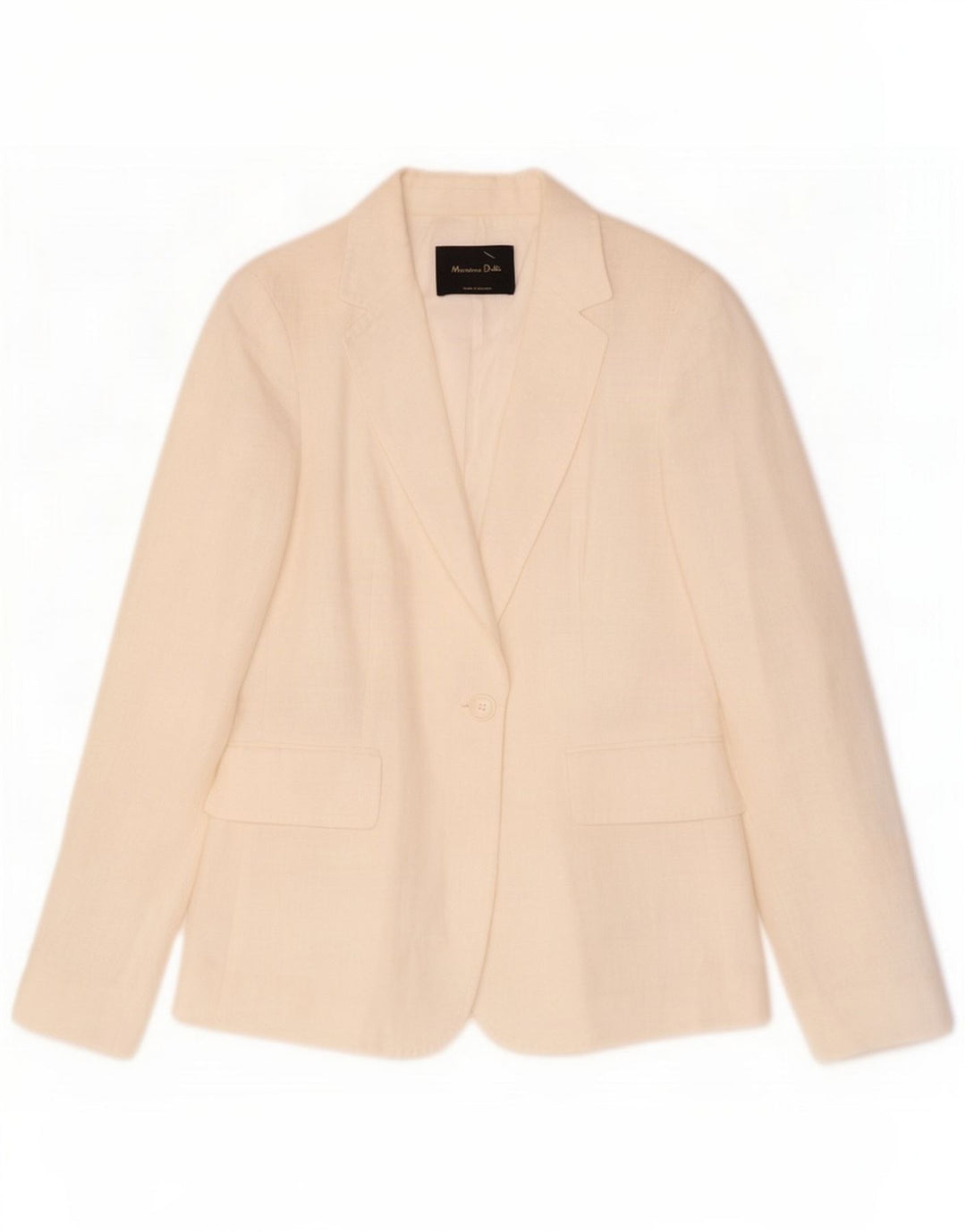 Massimo Dutti Dame 1-knaps blazerjakke EU 40 Medium Hvid Linned