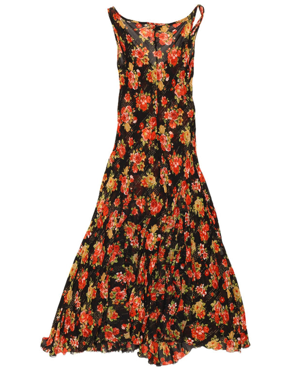 Twin-Set Robe longue transparente sans manches pour femme UK 10 Petit motif floral noir