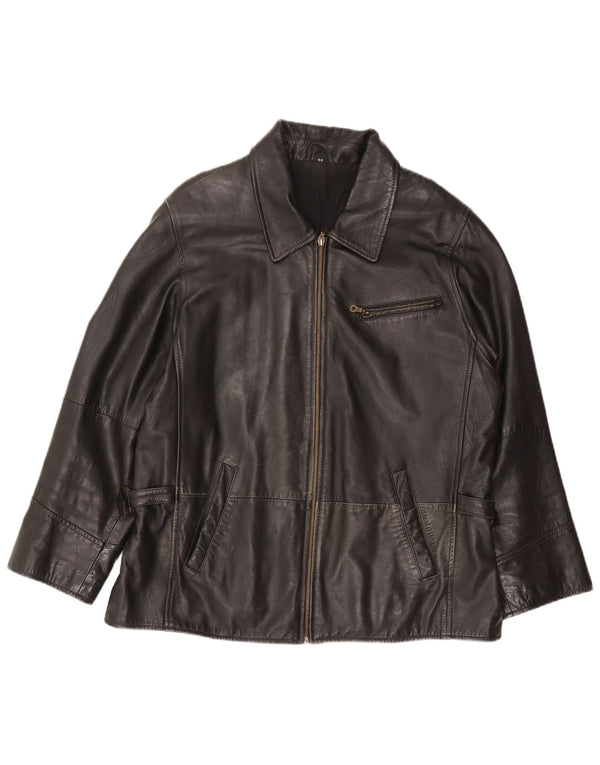 Jaqueta de couro feminina vintage UK 18 XL couro preto