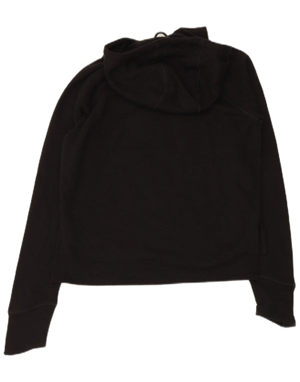 Reebok Womens Graphic Oversized Hoodie Jumper UK 6 XS Black Cotton