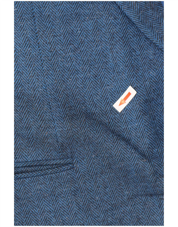 Pal Zileri Mens 2 Button Blazer Jacket IT 52 XL Blue Herringbone Wool