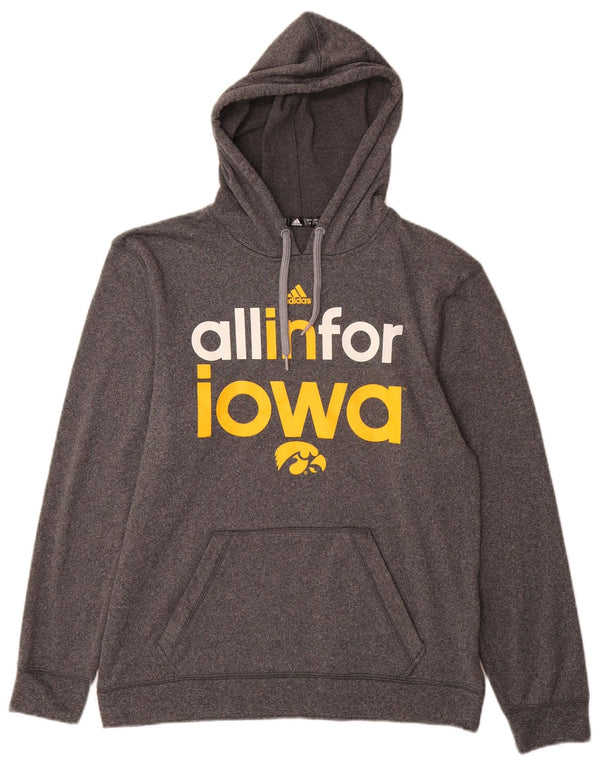 Adidas Mens Iowa Hawkeyes Graphic Hoodie Jumper Small Grey Polyester
