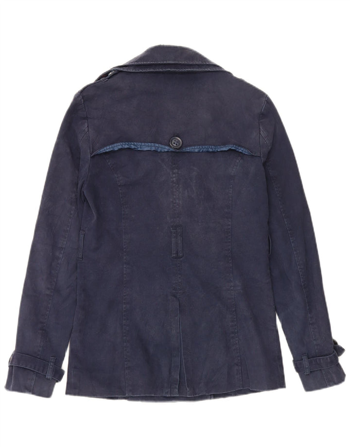 Superdry Womens Pea Coat UK 6 XS Navy Blue Cotton