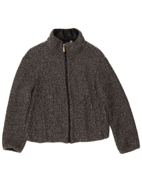 Marella Womens Bomber Jacket UK 8 Small Grey Flecked Polyester