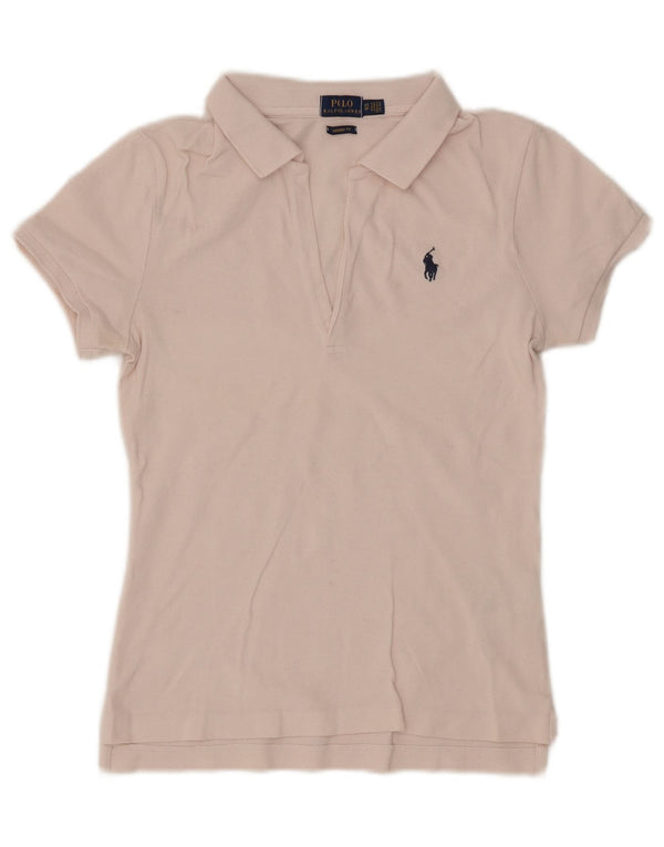 Polo Ralph Lauren Damen Skinny Poloshirt UK 6 XS Weiße Baumwolle