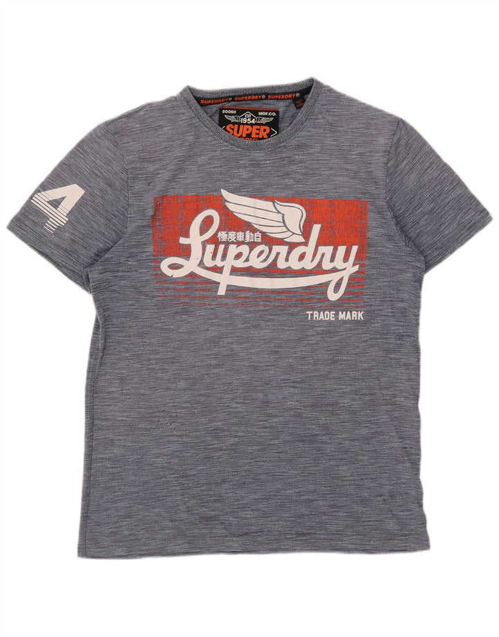 Superdry Mens Graphic T-Shirt Top Large Grey Flecked Polyester