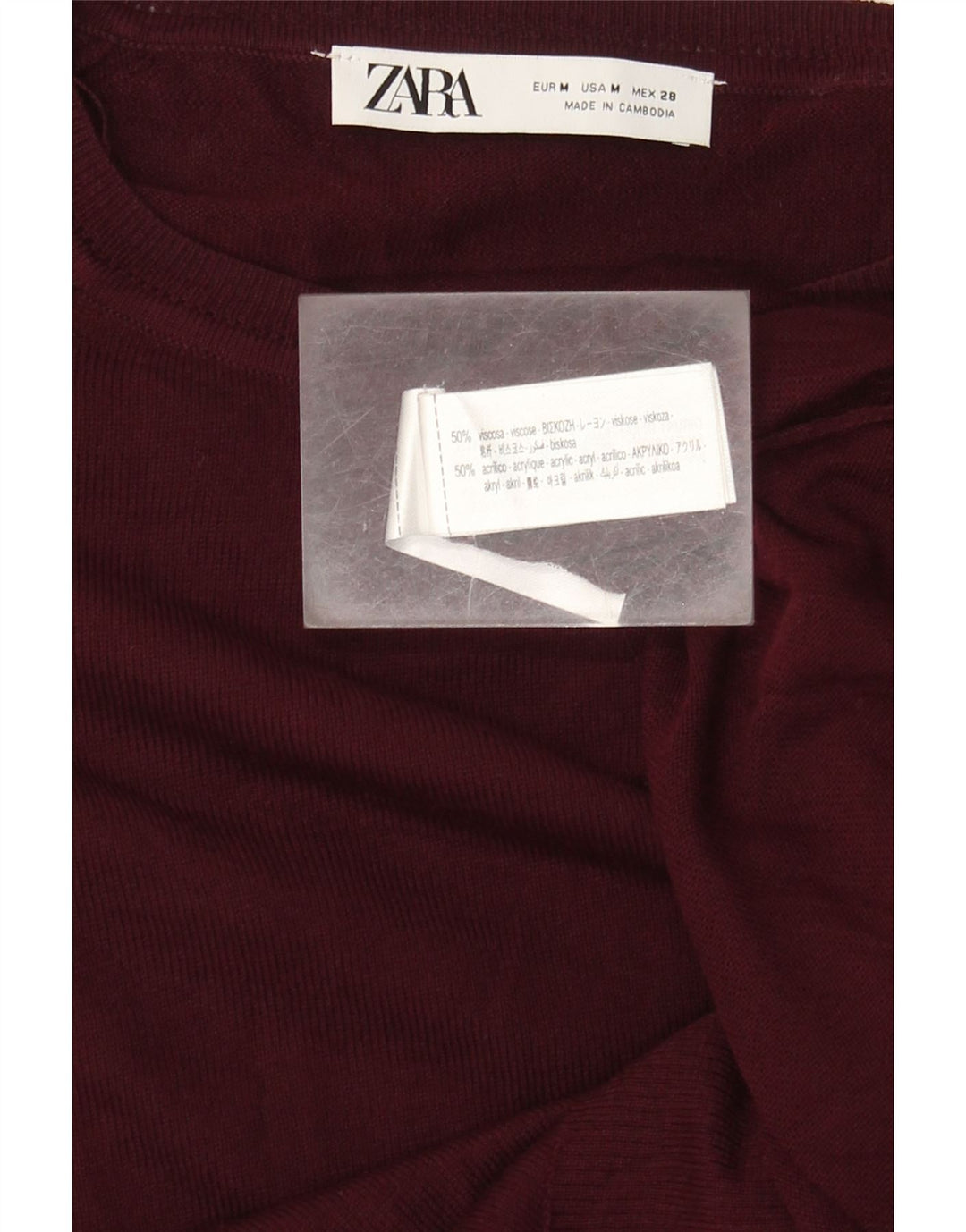 Zara Womens Boat Neck Jumper Sweater UK 14 Medium Maroon Viscose