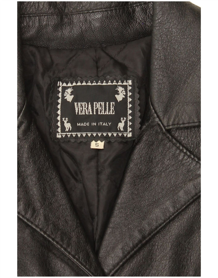 Jachetă de piele vintage pentru femei UK 8 Mic din piele neagră