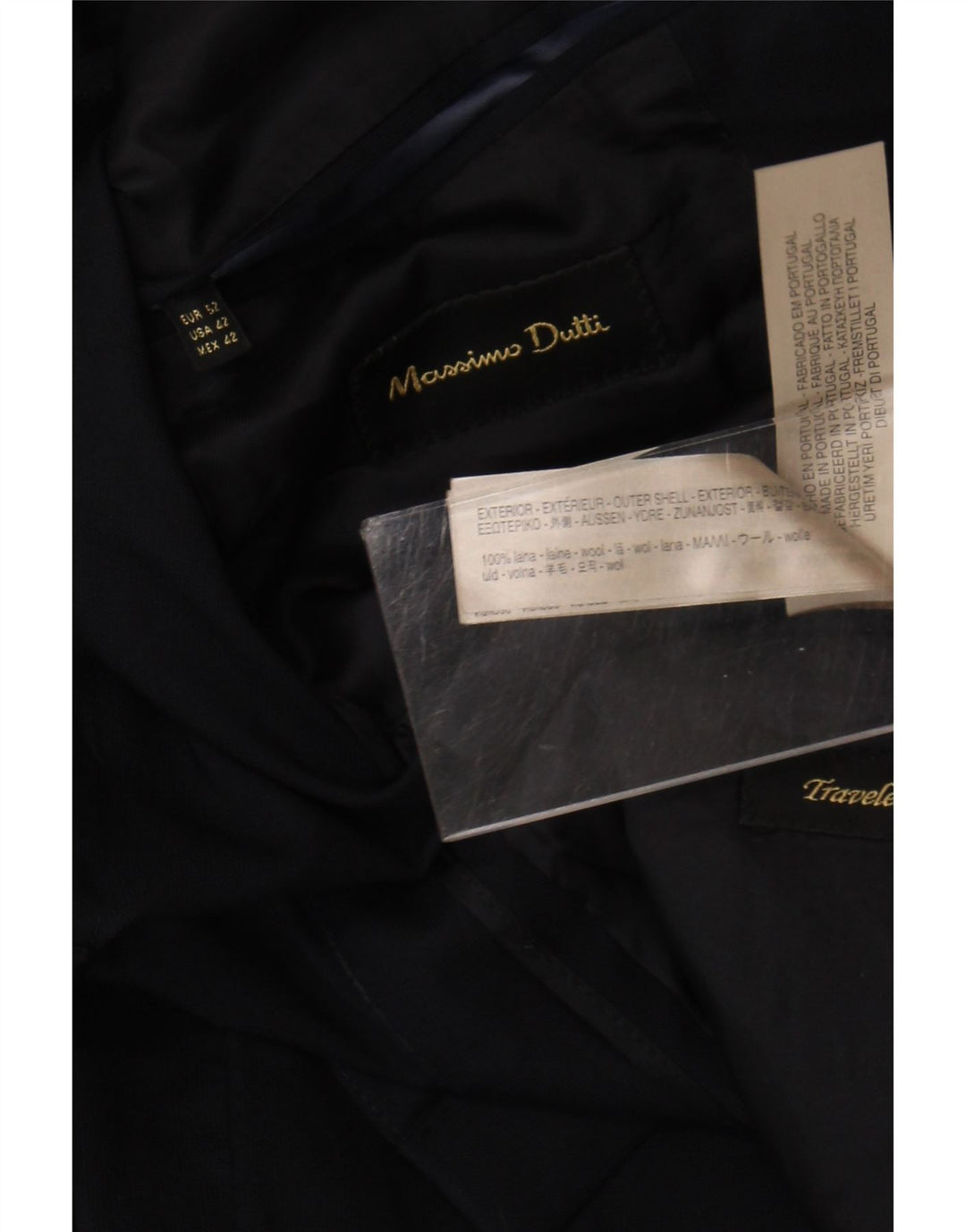 Jaqueta blazer masculina Massimo Dutti com 2 botões UE 52 grande lã azul marinho
