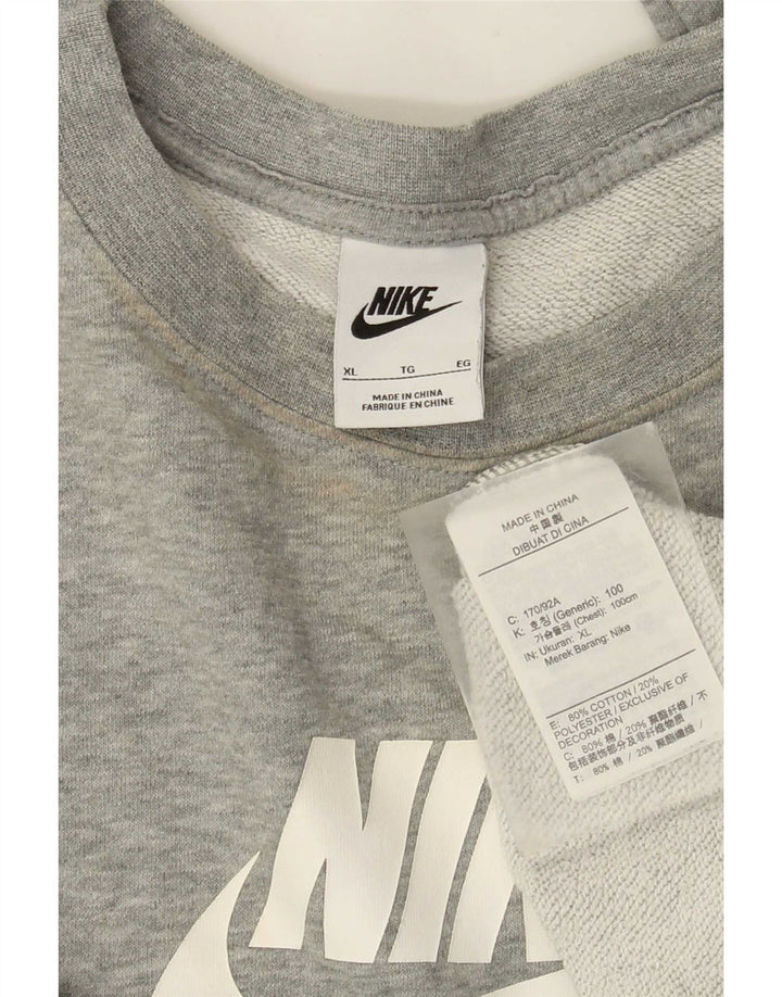 Nike Womens Graphic Oversized Sweatshirt Jumper UK 18 XL Grey Flecked
