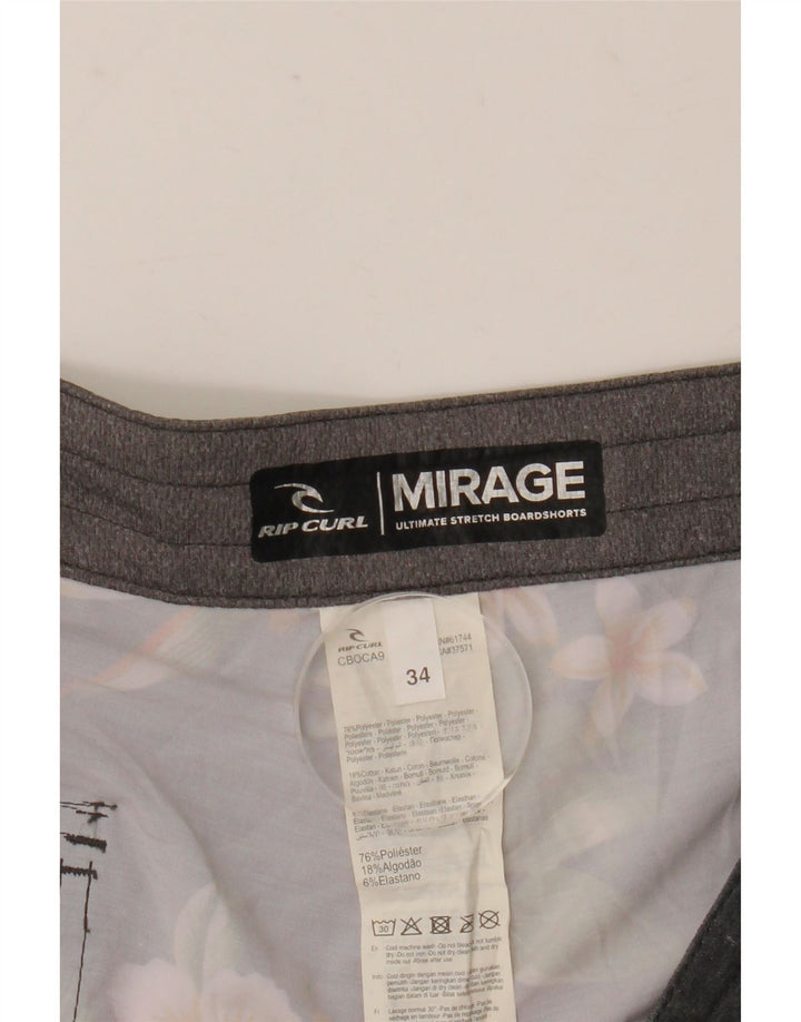 Rip Curl Mens Mirage Swimming Shorts Large  Grey Floral Polyester