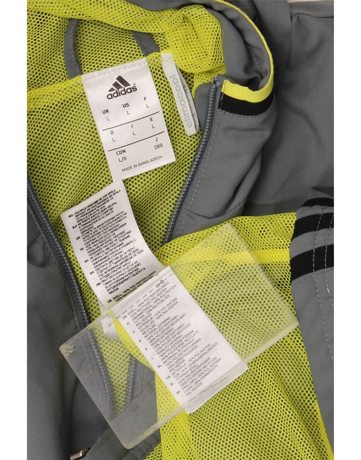 Adidas Herren Climacool Graphic Kapuzen-Regenjacke UK 40 Large Grau Polyester