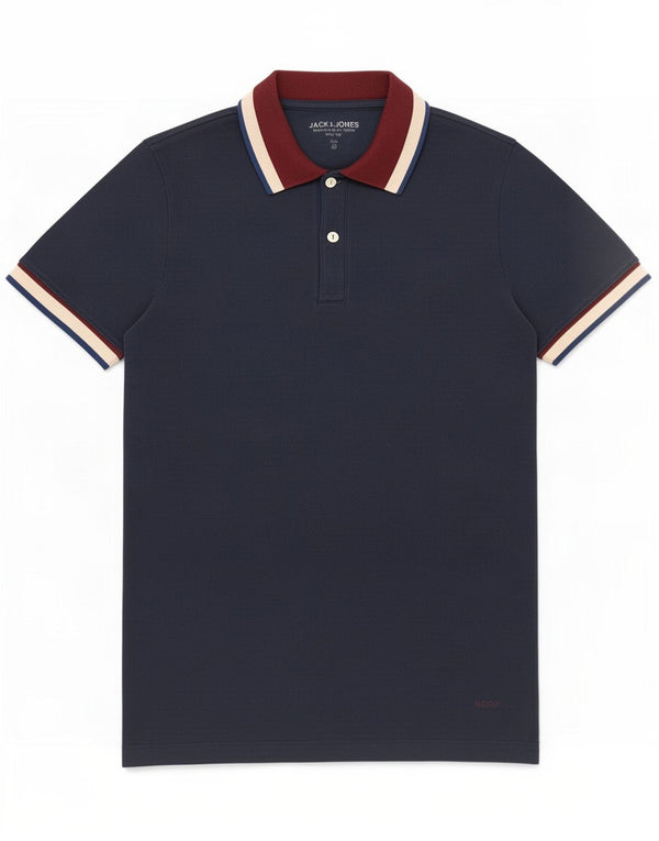 Jack & Jones herre poloshirt Medium marineblå Colourblock Bomuld